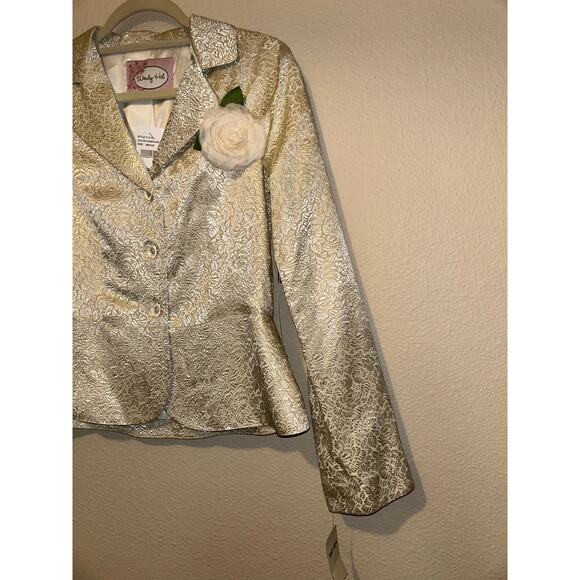 Wendy Hil Champagne  Baroque Mother of Bride Floral Wedding Event Blazer Jacket - Picture 9 of 13